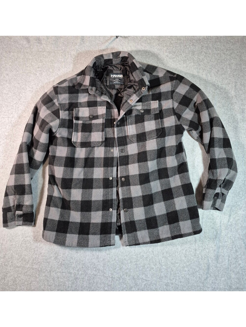Tony Hawk Boys Large 14/16 Gray Black Buffalo Plaid Quilted Lined Shirt Jacket